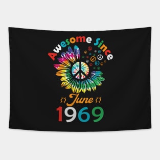 Funny Birthday Quote, Awesome Since June 1969, Retro Birthday Tapestry