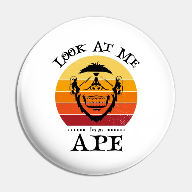 Funny Halloween Retro Vintage Ape Pin by Art master