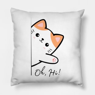 Cute Cat Waving Hello Pillow