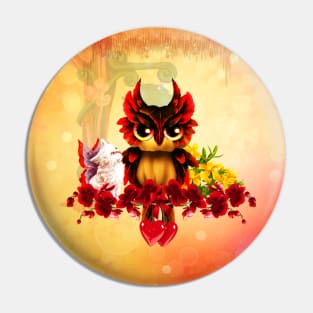 Beautiful fantasy owl with flowers Pin