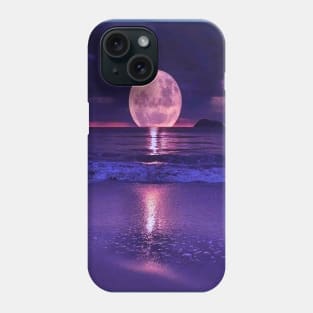 Moon At Night Winter Beach Sunset Ocean Beach Sunset Phone Case