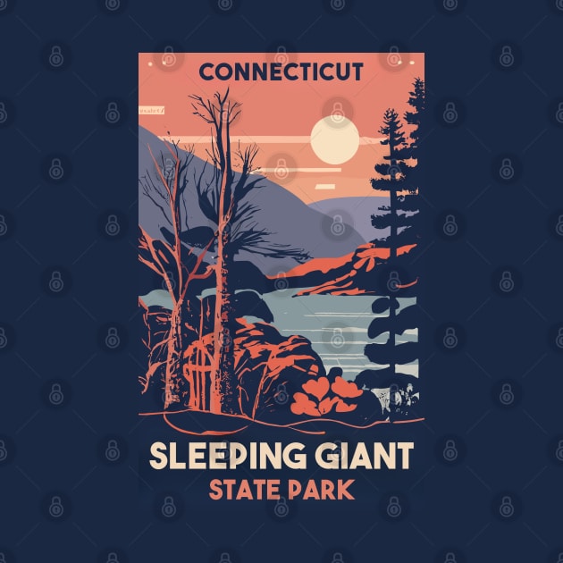 A Vintage Travel Art of the Sleeping Giant State Park - Connecticut - US by goodoldvintage