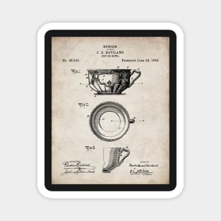 Tea Cup Patent - Tea Coffee Lover Home Kitchen Decor Art - Antique Magnet