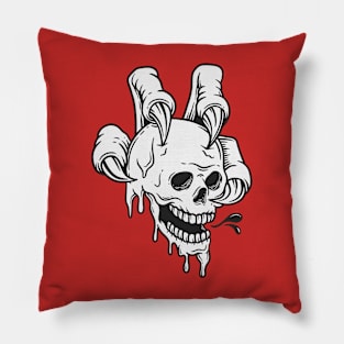 Skull in monster hand Pillow