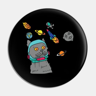 Space Cat Astronaut with Galaxy Pin