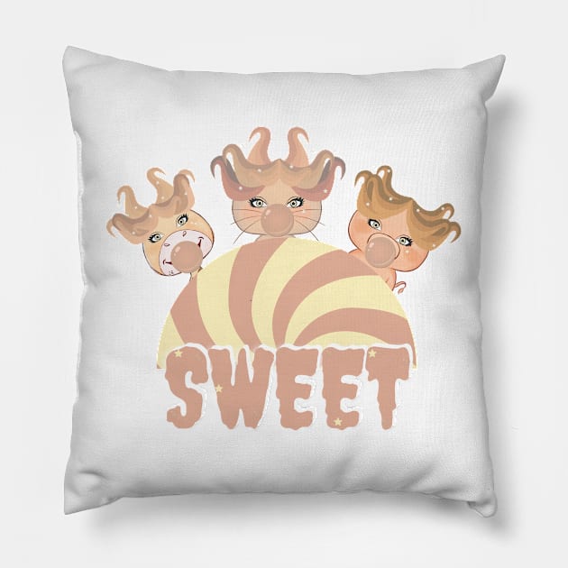 Funny Bubbles Sweet Animal Pillow by crearty art