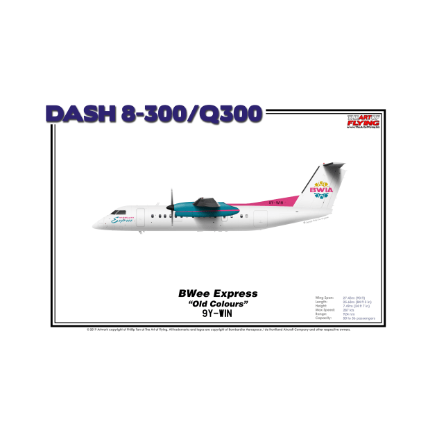 DeHavilland Canada Dash 8-300/Q300 - BWee Express "Old Colours" (Art Print) by TheArtofFlying