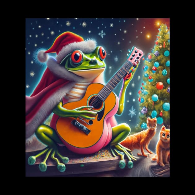 Christmas tree ugly frog playing guitar by Catbrat