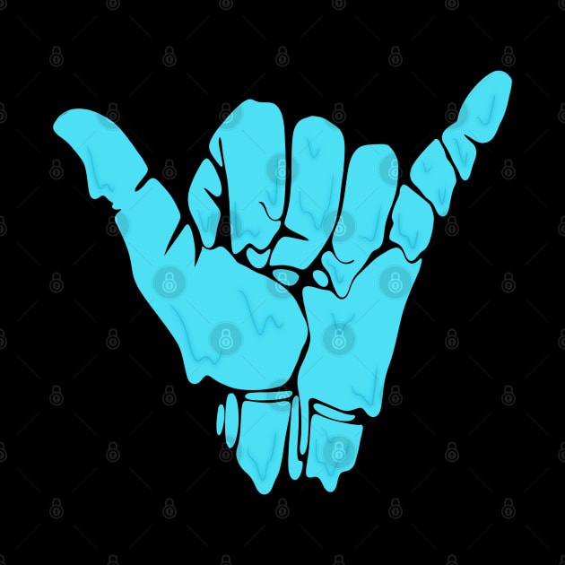 melting/dripping shaka hand in blue/teal by acatalepsys 