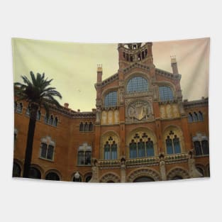 View of the charming Spanish streets Spain sightseeing trip photography from city scape Barcelona Blanes Malgrat del Mar Santa Susuana Tapestry