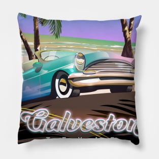 Galveston Texas travel poster Pillow