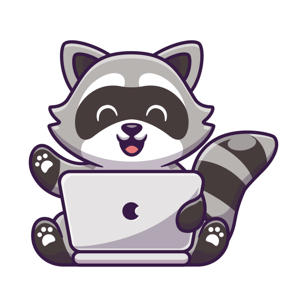 Cute Raccoon Working On Laptop by Catalyst Labs