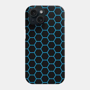 Black Cyan Hex Grid Pattern Phone Case