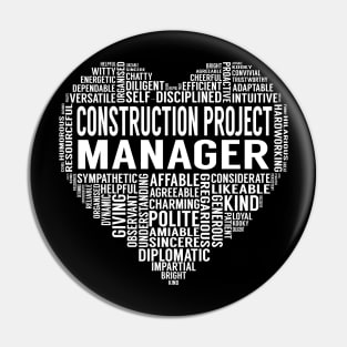 Construction Project Manager Heart Pin