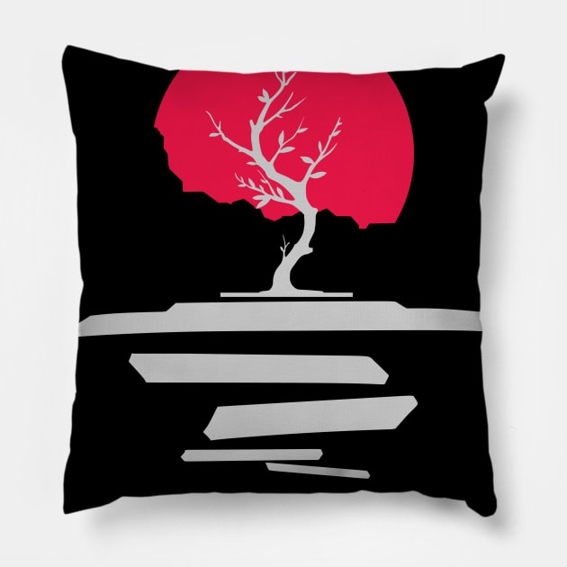 red moon and tree Pillow by pilipsjanuariusDesign