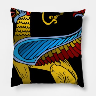 Egyptian Griffin colorful vintage retro design Pillow