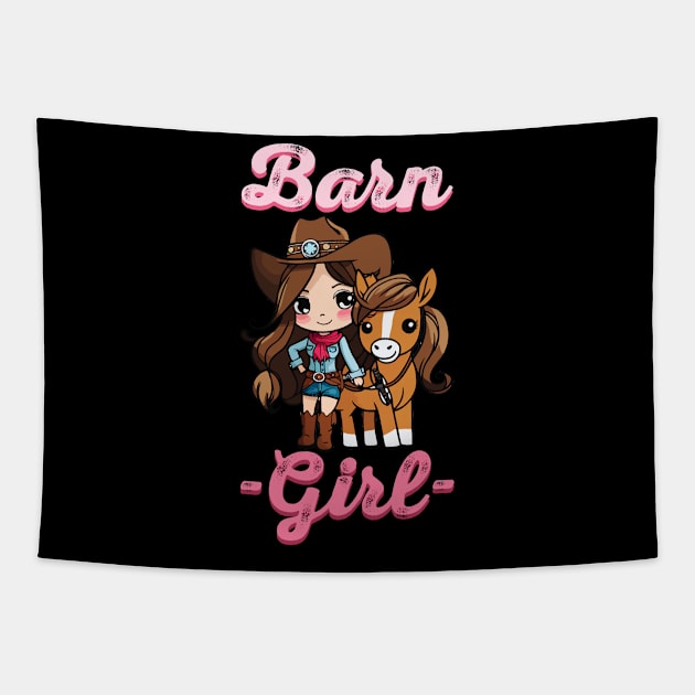 Barn Girl I Equestrian Pony Horse Fan Tapestry by biNutz