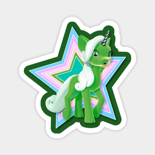 Super Star Green Unicorn Magnet by AlondraHanley