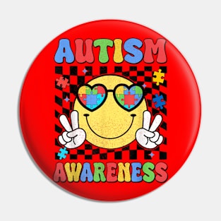 Retro Groovy Autism Awareness Pin