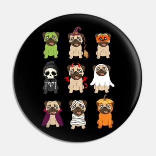 Pugs Halloween Funny Pugs Costume Pin