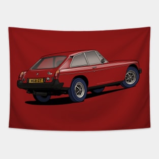 MGB GT classic British sports car in Burgundy red Tapestry