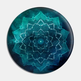 Teal mandala flower Pin