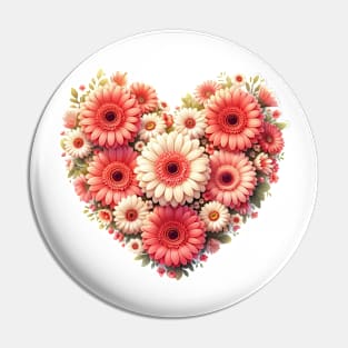 Heart Shaped Flowers Pin