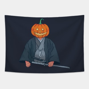 Halloween Pumpkin Head Samurai Tapestry