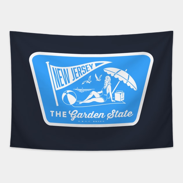 Vintage New Jersey The Garden State Beach Pinup Tapestry by DMSC