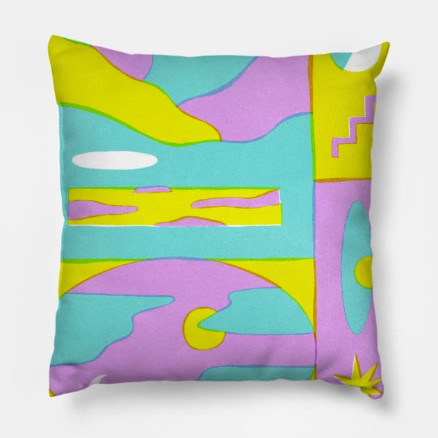 Fluorescent Skies in Cool Tones Pillow by Emily Lynn Perelman