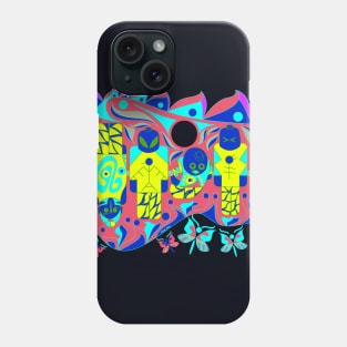 bright alien brick in aztec mask pattern ecopop Phone Case