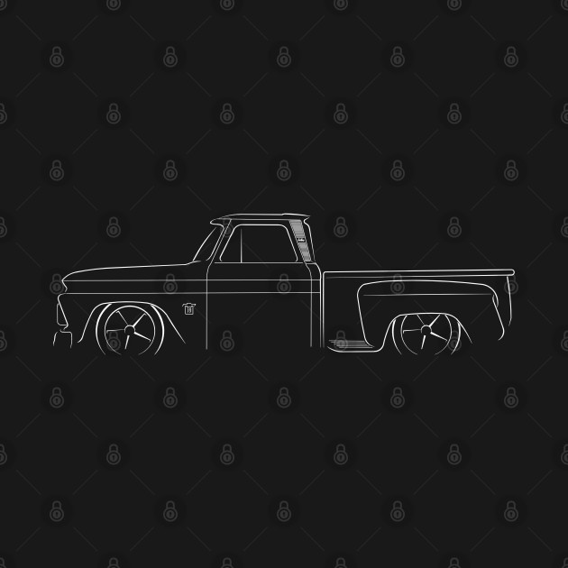 Front/profile - 1965 Chevy C-10 Stepside -stencil, white by mal_photography