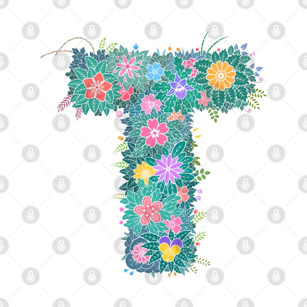 "T" Floral Letter Monogram by birthflower