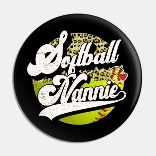 Softball Nannie Vintage Leopard Softball Family Matching Pin