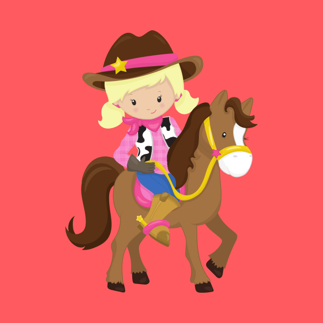 Cowgirl, Sheriff, Horse, Western, Blonde Hair by Jelena Dunčević