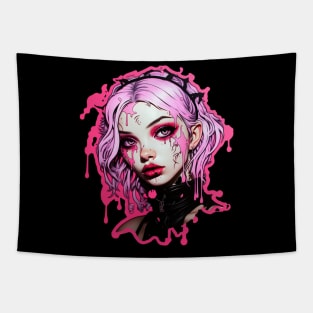 Pink Cyber Goth Girl Tapestry