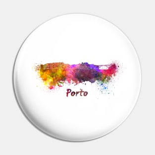 Porto skyline in watercolor Pin