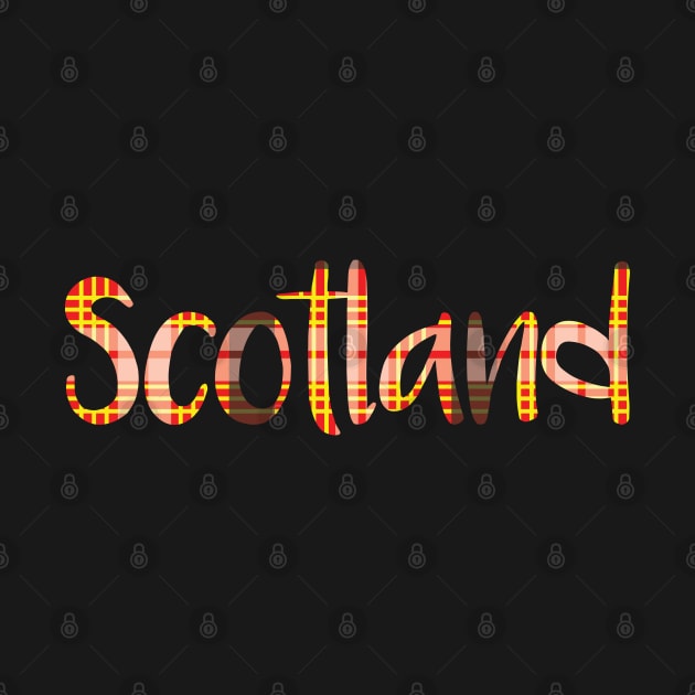 SCOTLAND, Red, Yellow, Black and White Tartan Style Design by MacPean