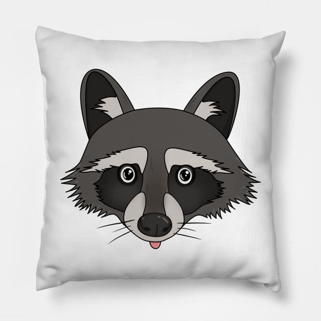 Adorable Cartoon Raccoon Print Pillow by astonishingemma
