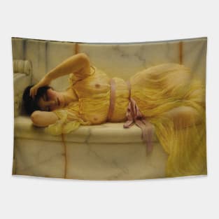 Girl in Yellow Drapery by John William Godward Tapestry