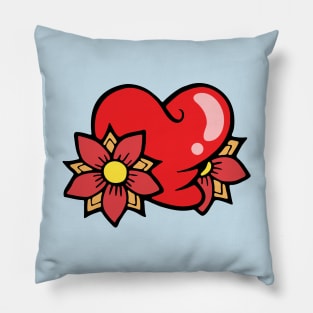 Romantic Heart With Flowers Pillow