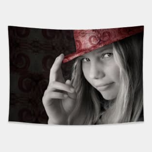 Girl in a Pink Hat Tapestry