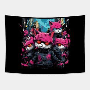 Gangsta Cats, Badass Cats of The Neighborhood! Splash Tapestry