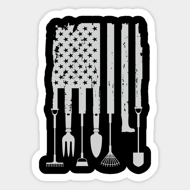 Vintage American Flag Gardener Gardening Tools 4th Of July 4th Of July Sticker Teepublic Uk