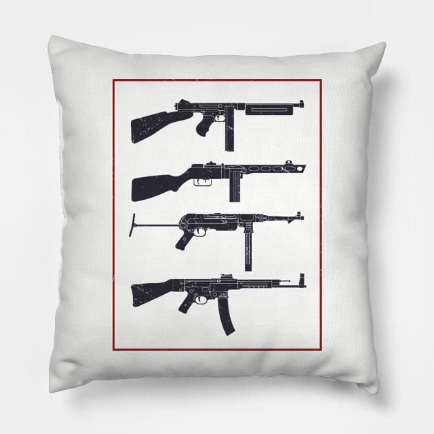 WW2 Iconic Weapons Pillow by Distant War