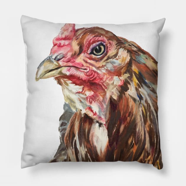 Betty, Easter Egger Hen from Spokane, WA Pillow by jenesaiscluck