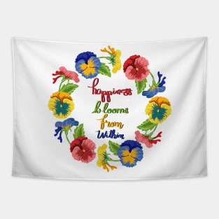 Happiness Blooms From Within - Pansy Flowers Tapestry