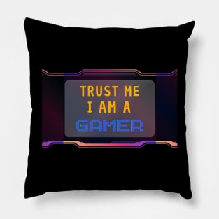 Trust Me I Am A Gamer - Yellow Text With Colorfull Details Pillow