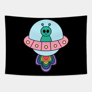 ufo alien pride rainbow Tapestry