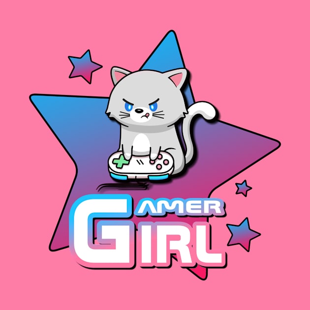 Gamer Girl Cat Stars by AlondraHanley